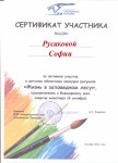 Сертификат участника областного конкурса рисунков 